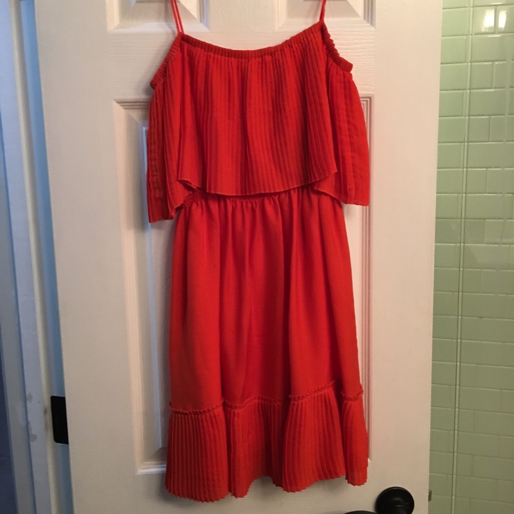 Max and Cleo strapless orange dress